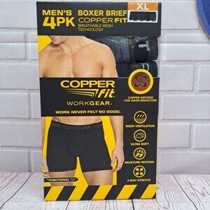 4pk Copper Fit Men's Performance Boxer Briefs Size XL Copper Infused Work Gear